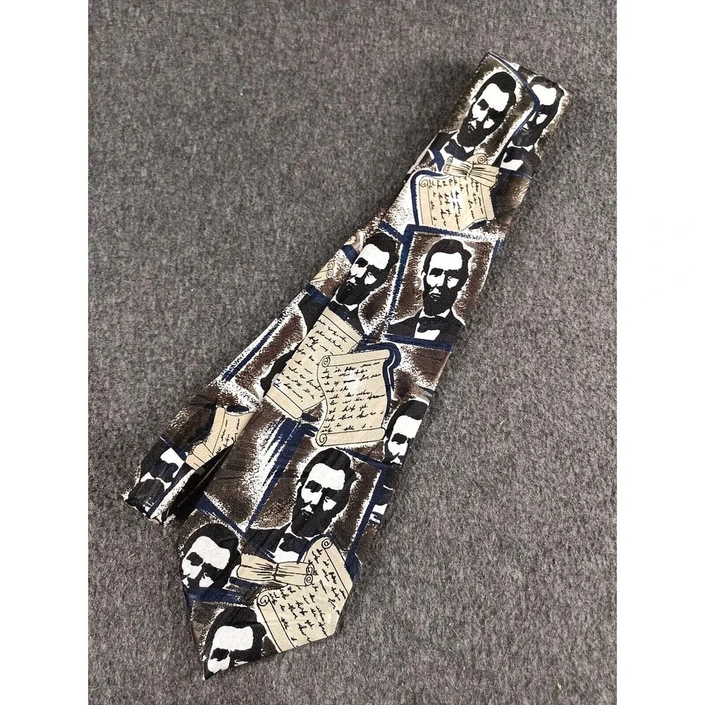 Patriotic President Abraham Lincoln Necktie FloRence & K. Inc Tie Black Blue